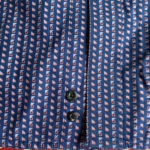 Bristor & Bull men’s blue geometric print 💯cotton button down shirt L/s 2XL 🌞 - Picture 7 of 15